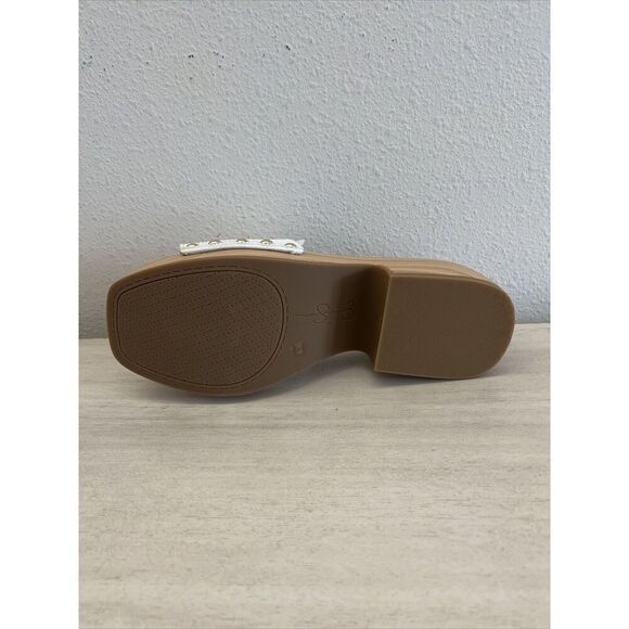 Jessica Simpson Womens Sz 6M Rexile wood Platform Slide Sandals White - Picture 6 of 14